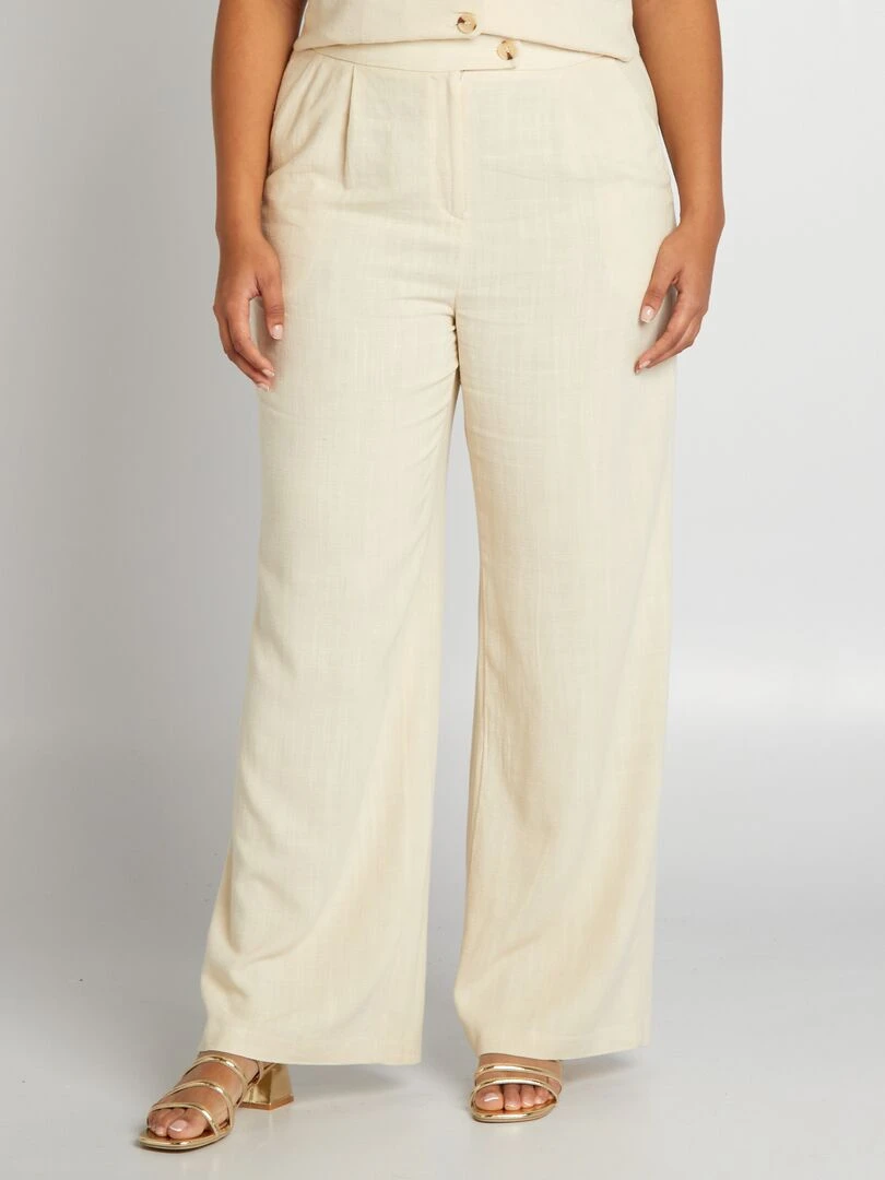 Pantalon de tailleur en lin mélangé Beige
