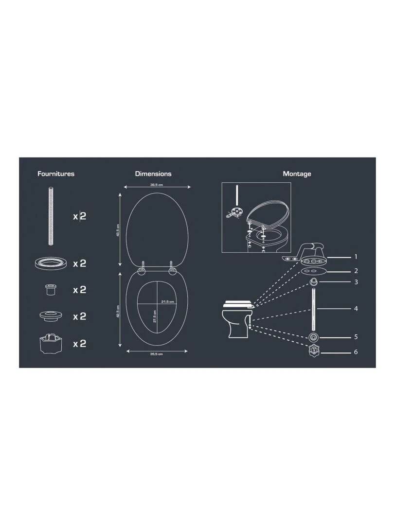 Guy Levasseur   Abattant WC MDF compressé frein de chute gris 42.5cm   Gris
