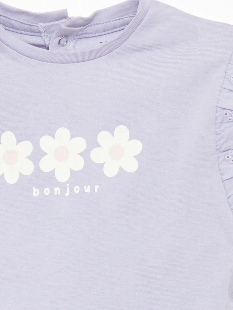 Top en coton à épaules volantées VIOLET