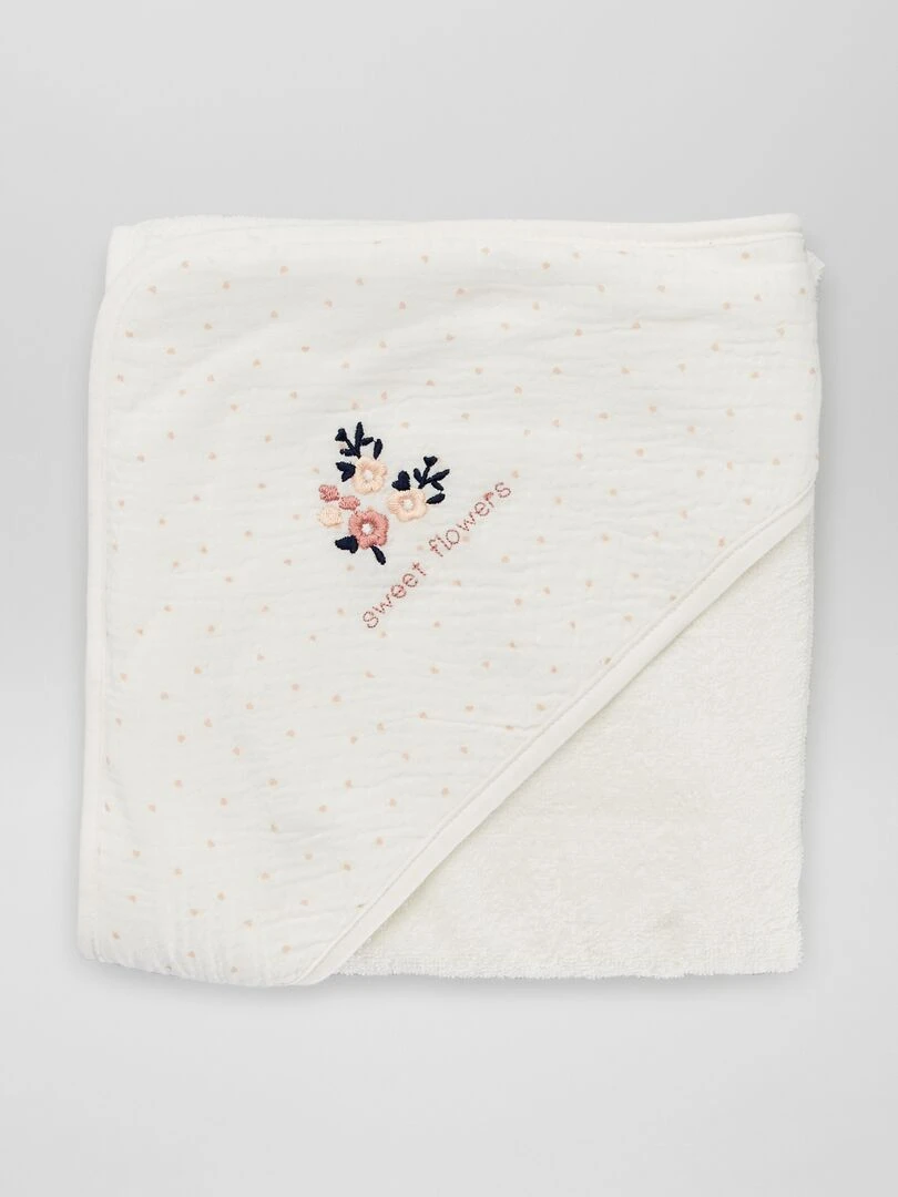 Cape de bain + gant de toilette   2 pièces   Blanc