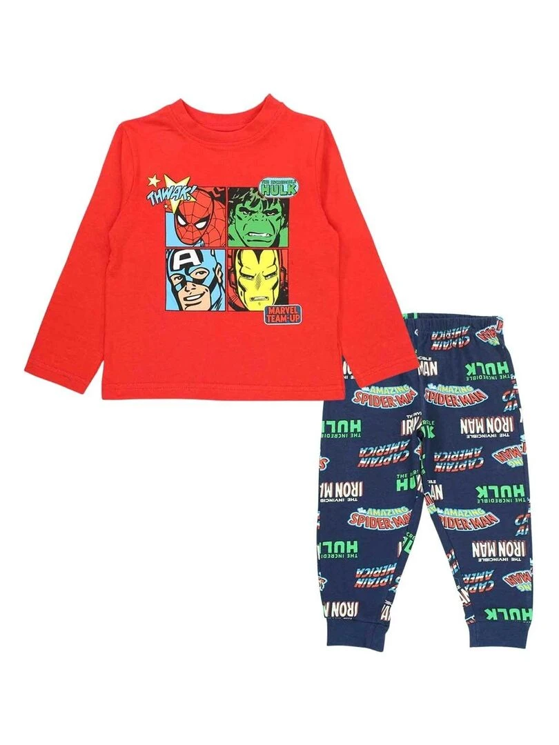 Avengers Pyjama garçon imprimé Avengers en coton Rouge