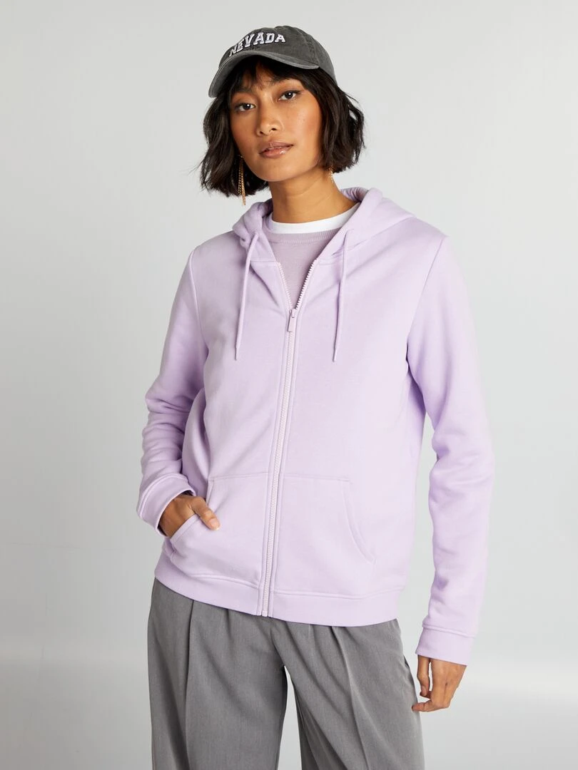 Sweat zippé à capuche   Violet