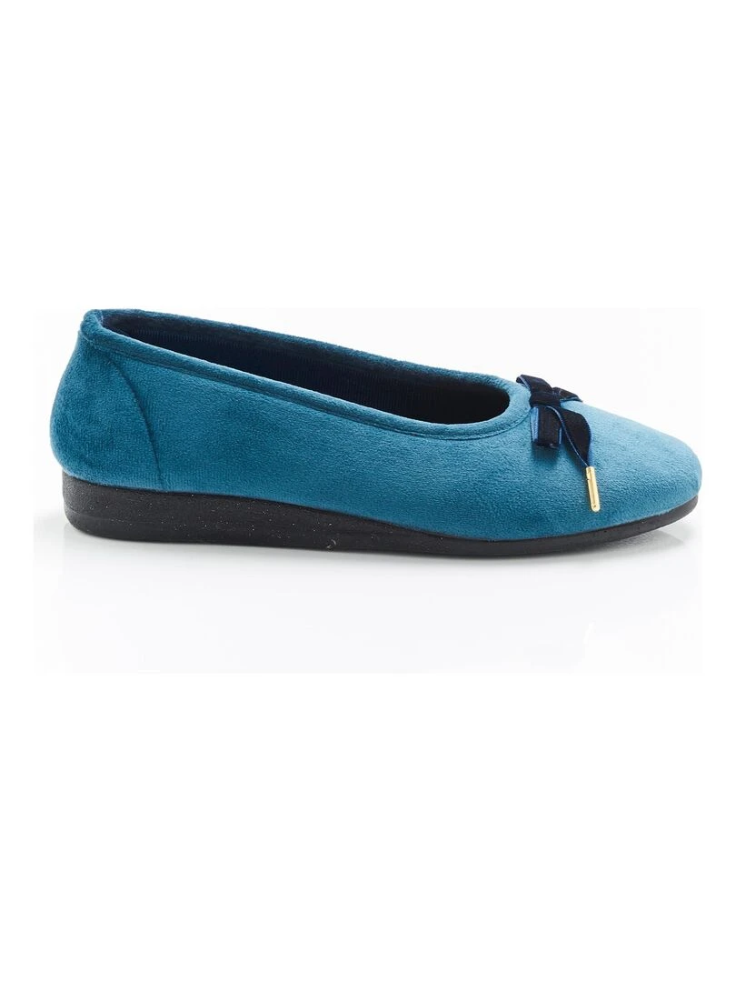 Ballerines aspect velours Damart Bleu pétrole