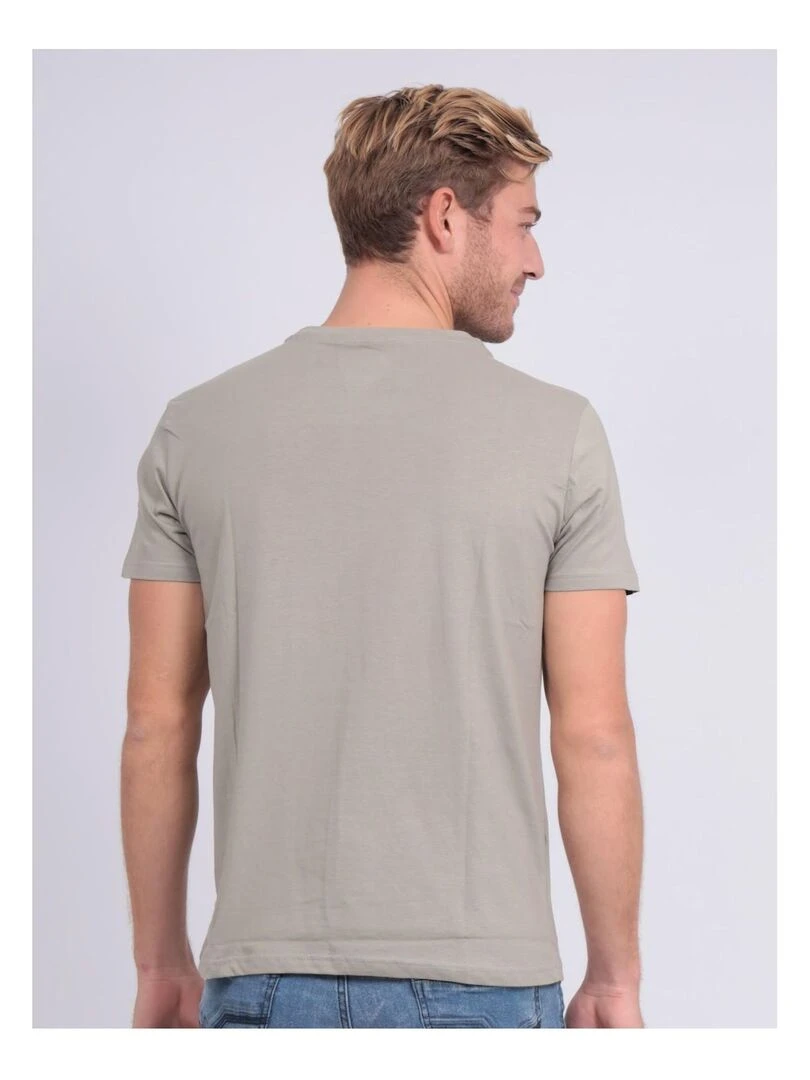 T shirt col rond pur coton NOBELIX   Vert kaki clair