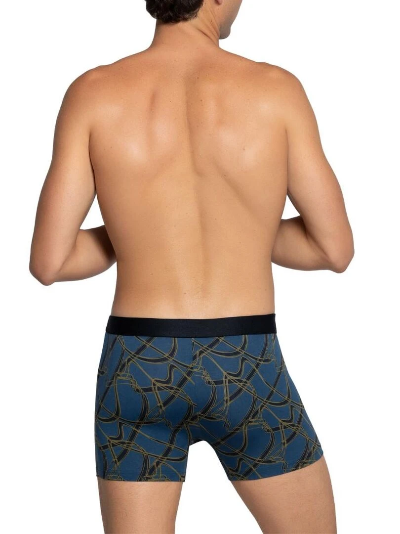 Boxer en coton à imprimé abstrait Marti   Bleu