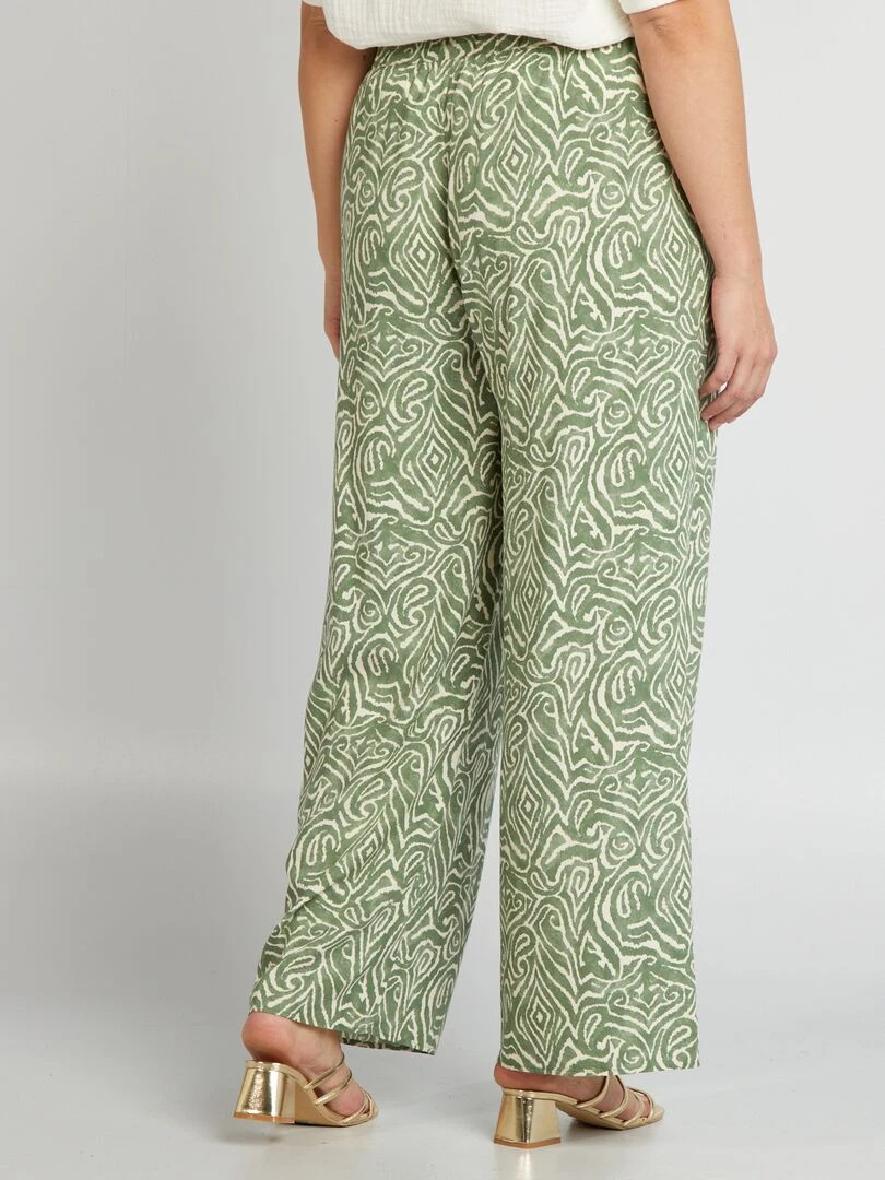 Pantalon large à motif   Vert