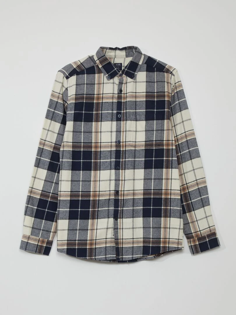 Chemise en flanelle à carreaux Bleu/beige