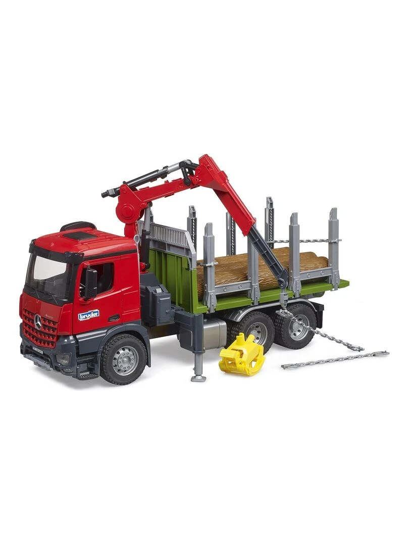 Camion de transport de bois MB Arocs avec grue de chargement  grappin et 3 troncs d'arbre   N/A