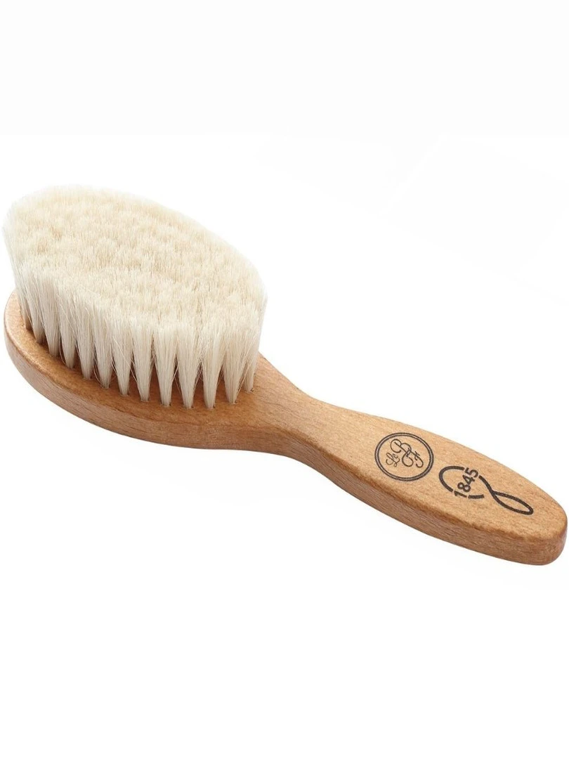 Brosse à cheveux bébé en hêtre rouge et soie de chèvre Rouge
