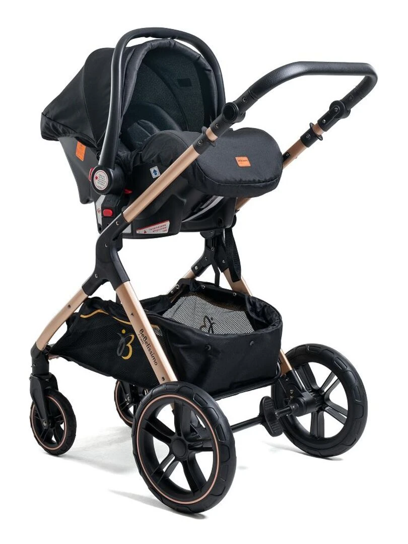 Poussette combinée trio 3 en 1   siège auto 0m – nacelle –  jusqu’à 22kg    noir   Premium   Noir