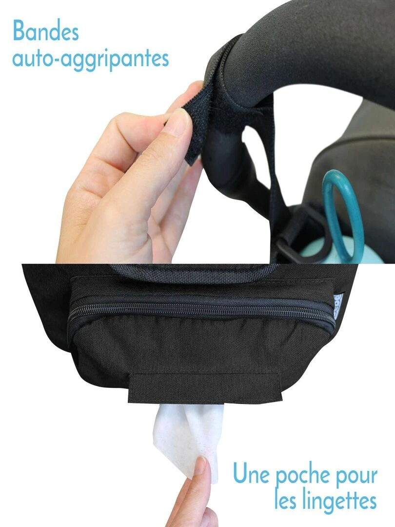 Lot de 2 sacs à langer  de rangement pour poussette   Monsieur Bébé   Noir