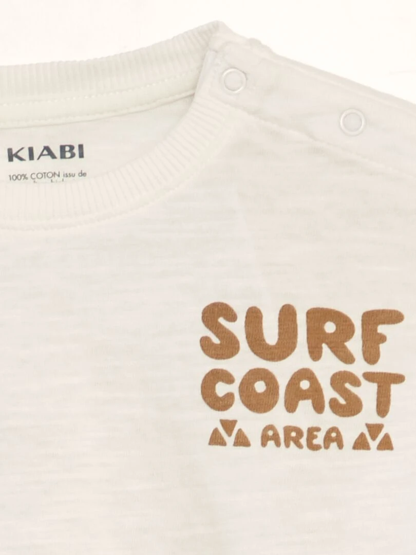 T shirt manches courtes 'surf' Marron