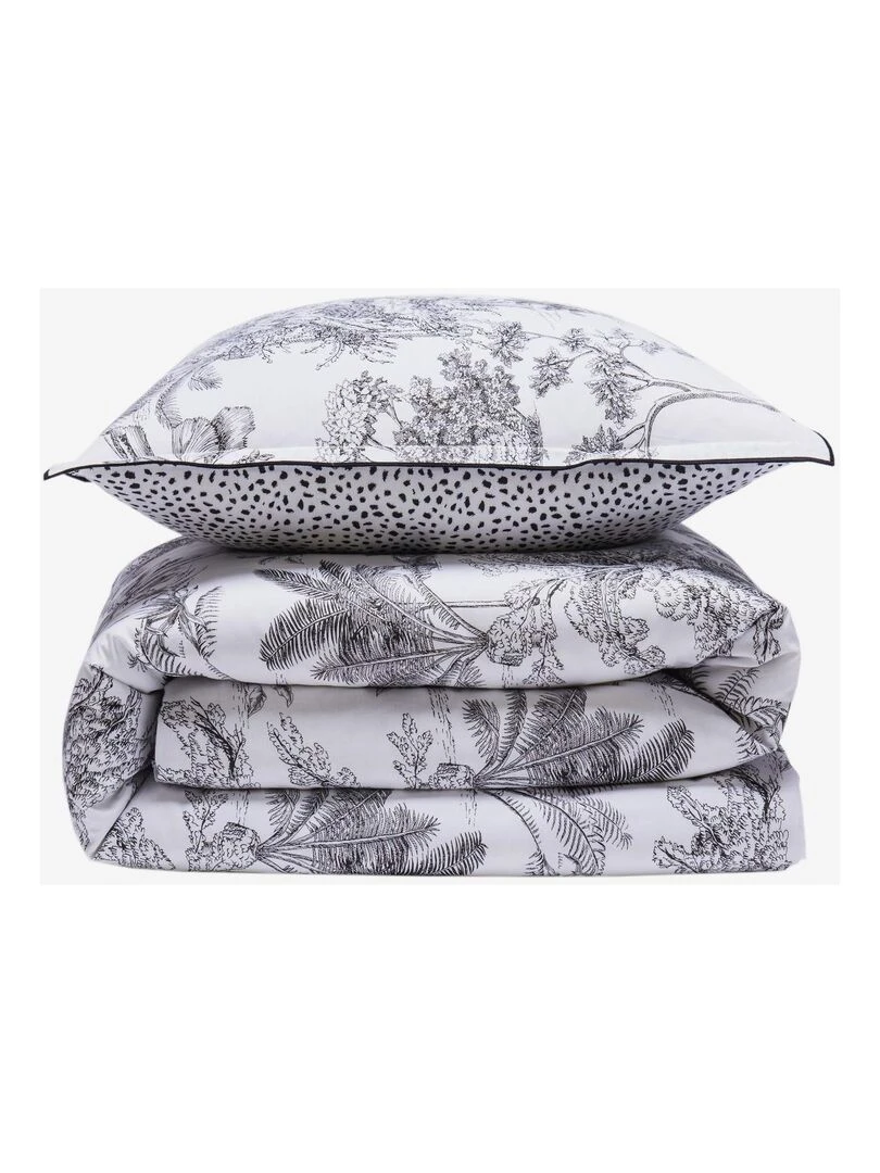 Future Home   Parure de lit 2 personnes en coton 57 fils imprimé blanc   Blanc