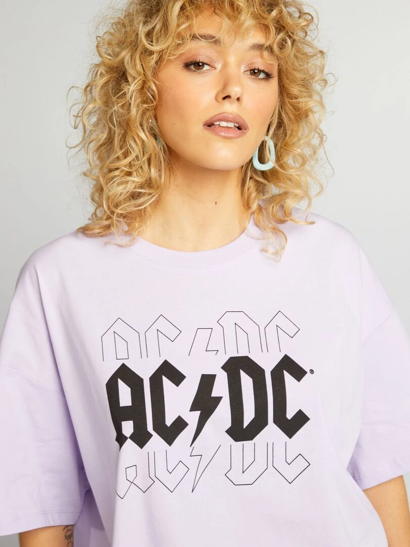 T shirt 'AC/DC' à col rond   Violet