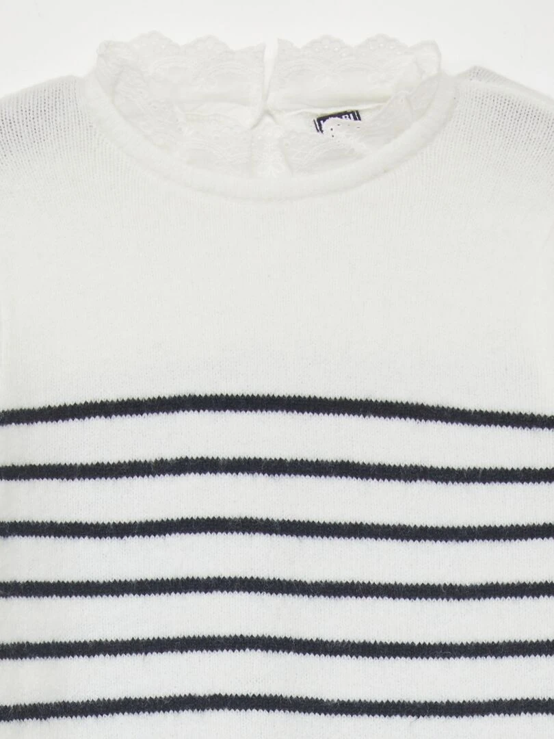 Robe pull en maile à rayures Blanc