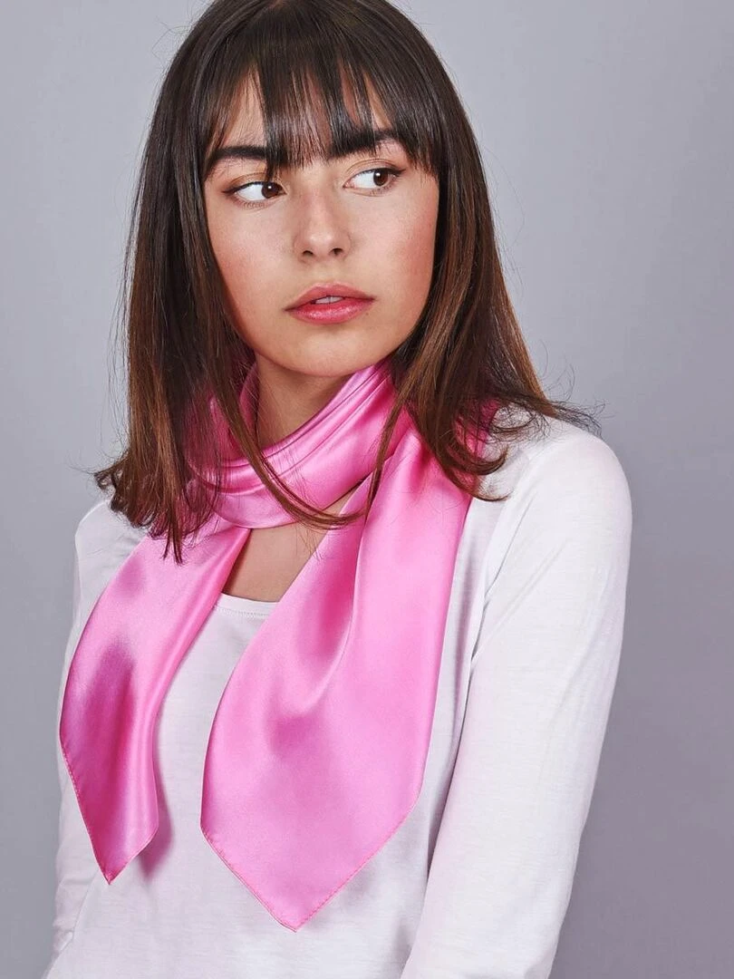 Carré de soie Premium Uni Rose