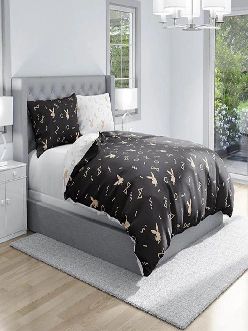 Parure de lit coton Playboy Noir Noir