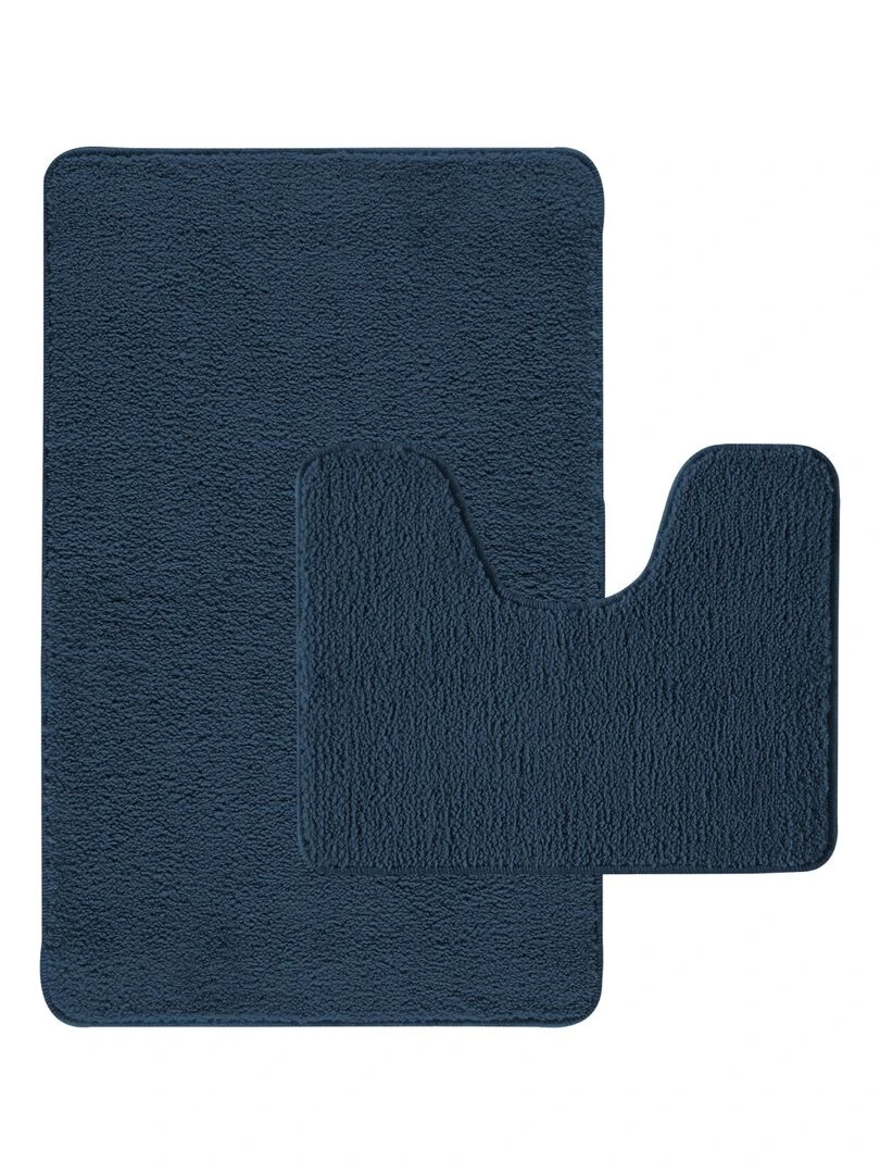 Guy Levasseur Lot de 2 tapis de bain polyester 50x80cm + 50x40cm marine Bleu foncé