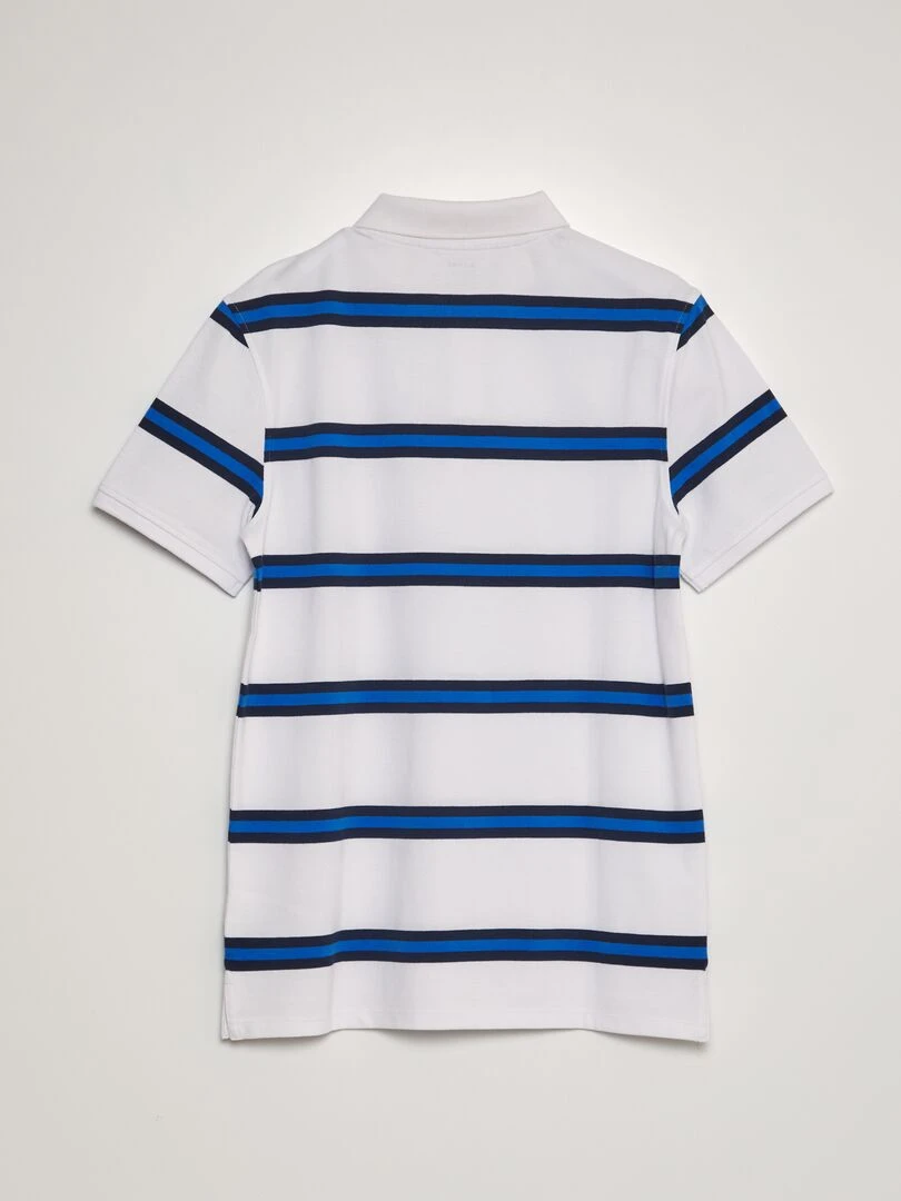 Polo à rayures en piqué de coton Blanc/bleu marine