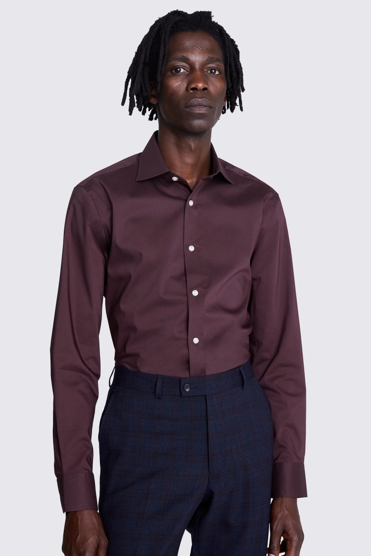 Tailored Fit Wine Stretch Shirt Buy Online at Moss
