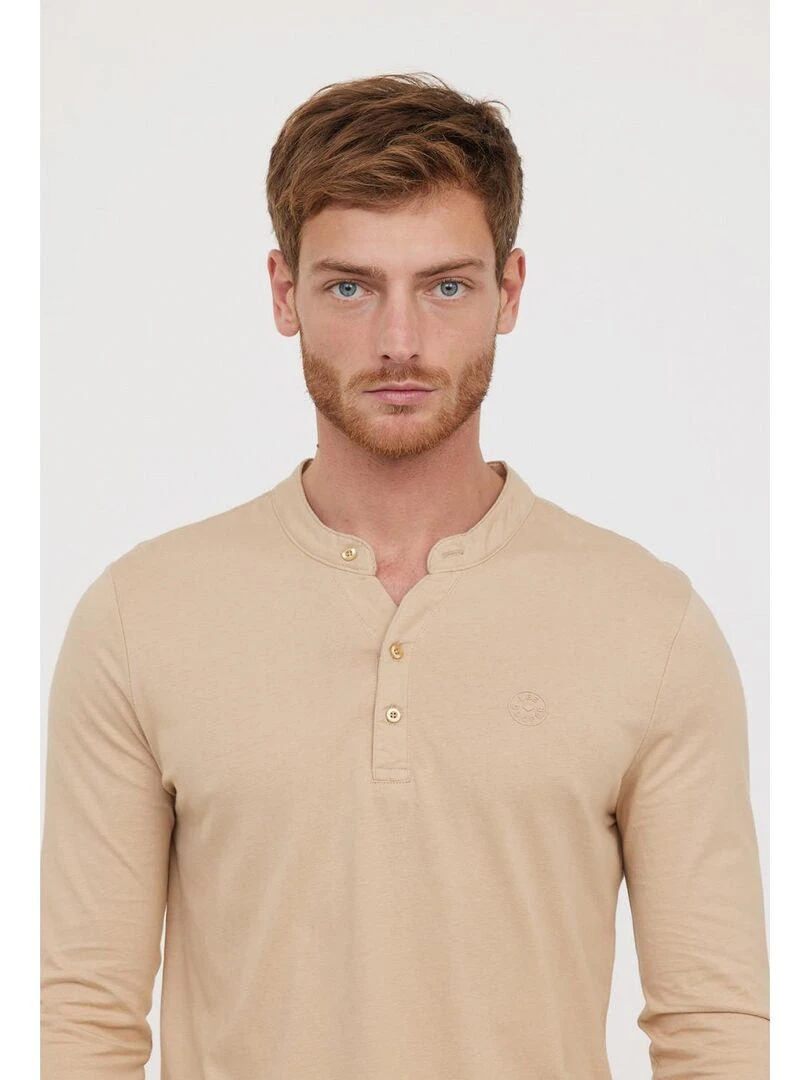Lee Cooper   T Shirt manches longues coton regular ASILO   Beige argile
