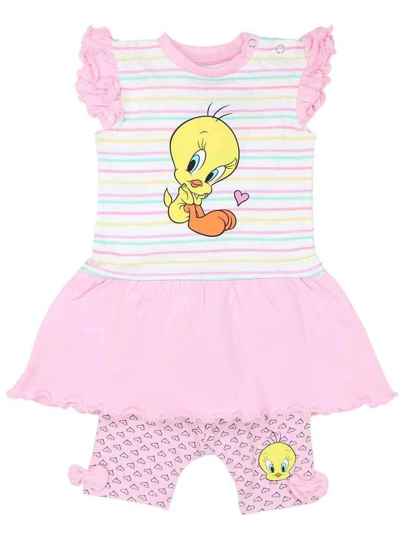 Looney Tunes Ensemble T shirt legging bébé fille Imprimé Titi Rose