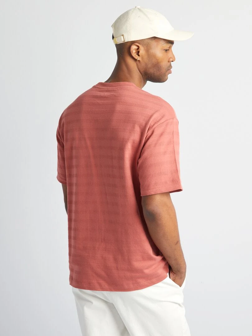 T shirt en coton texturé   Rouge