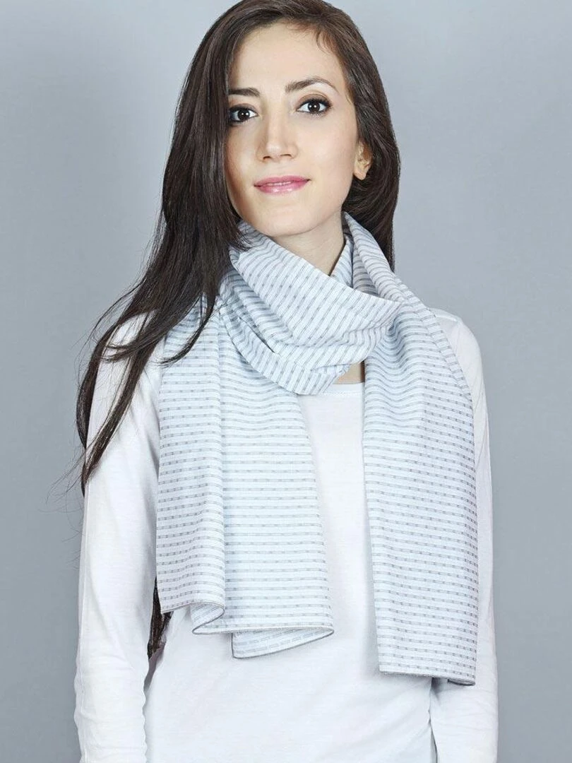 Echarpe coton Darna Blanc Bleu