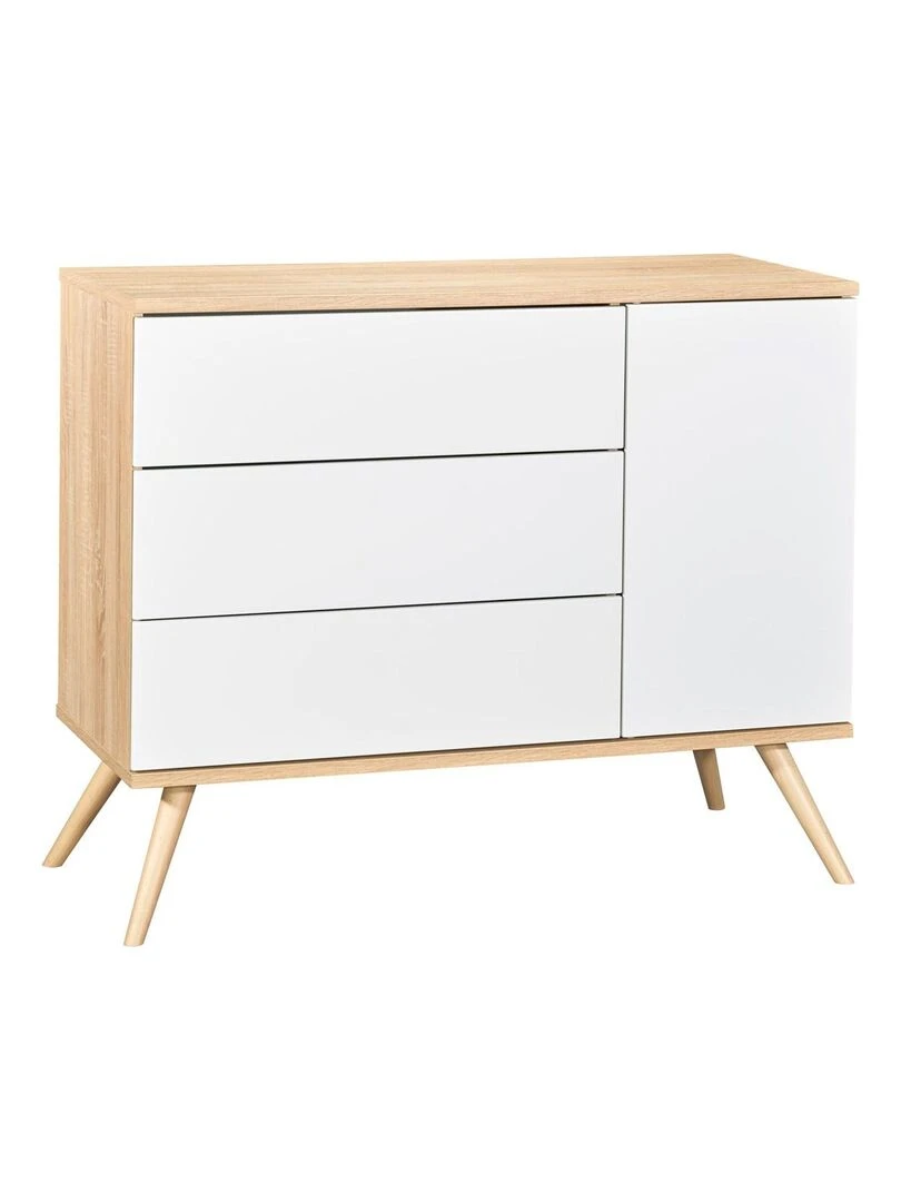 Commode 1 porte 3 tiroirs en bois SAUTHON Blanc