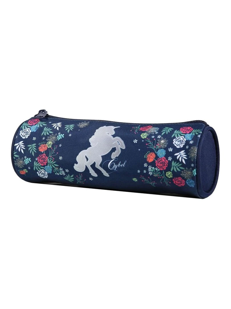 BAGTROTTER Trousse scolaire ronde Cybel Cheval Licorne Bleue Bleu