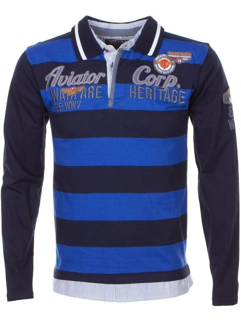 Polo manches longues garçon ECHAGOR HARRY KAYN Noir Bleu marine Bleu