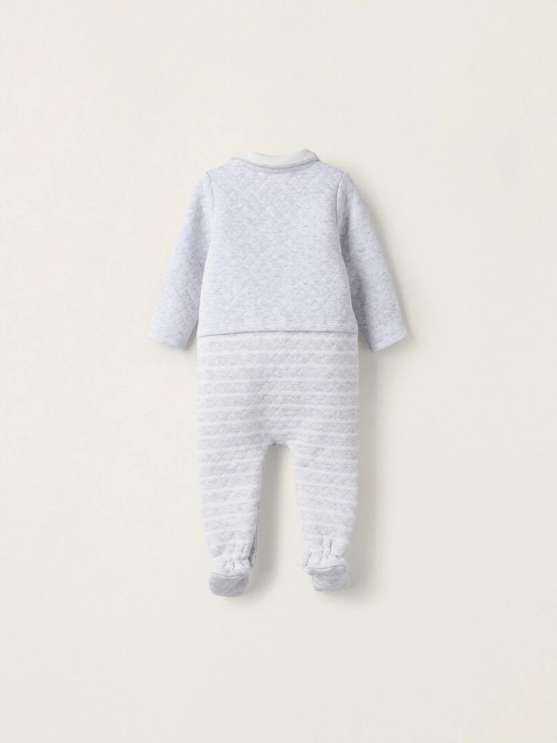 Grenouillère rembourrée avec pieds pour nouveau né manches longues EARLY BLOOM Gris clair