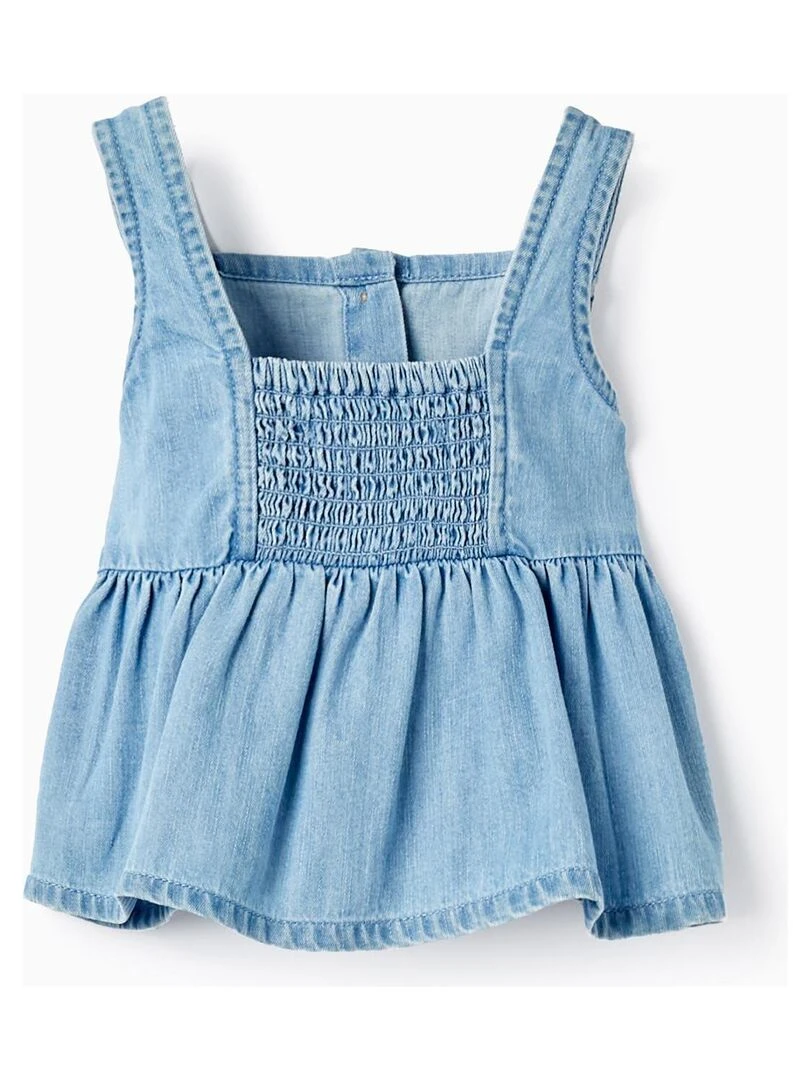 Débardeur En Jean Pour Bébé Fille manches courtes Bleu