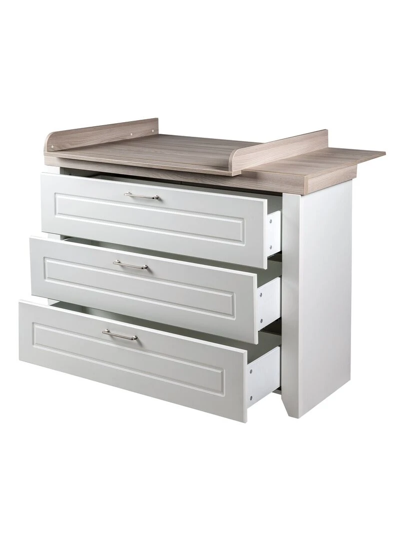 ROBA Commode à Langer "Felicia" à 3 Tiroirs   Plan Amovible – Style Maison de Campagne – Blanc   Blanc