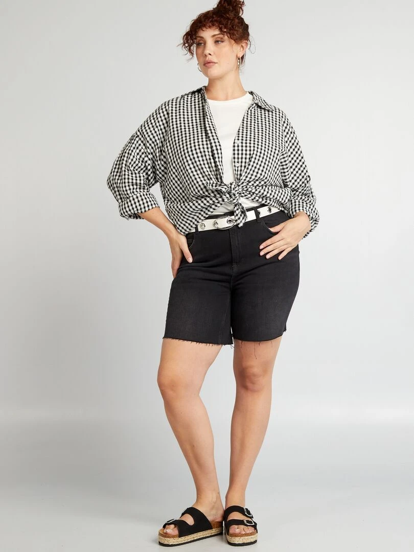 Chemise à carreaux vichy Noir