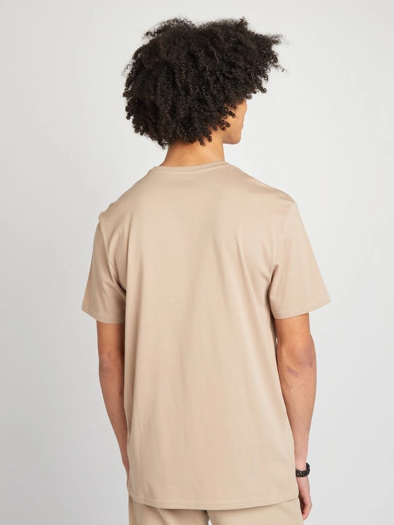 T shirt en jersey à col rond   Beige foncé