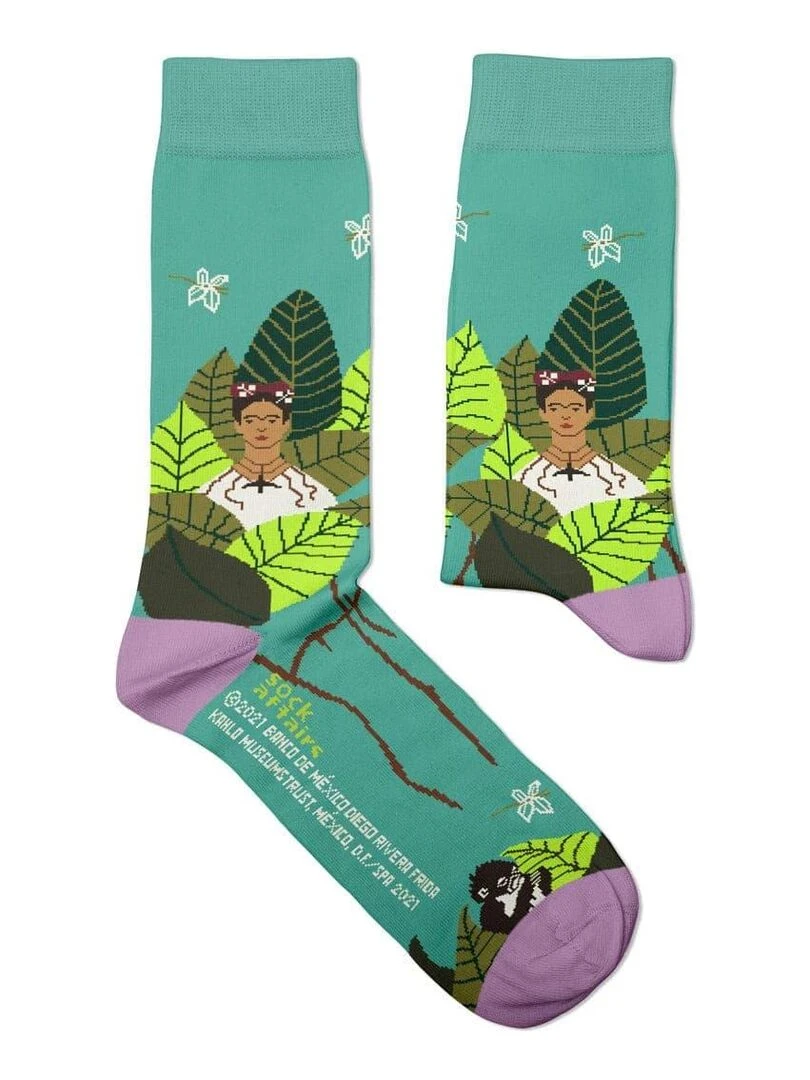 Chaussettes Sock Affairs Frida Kahlo Autoportrait   Vert