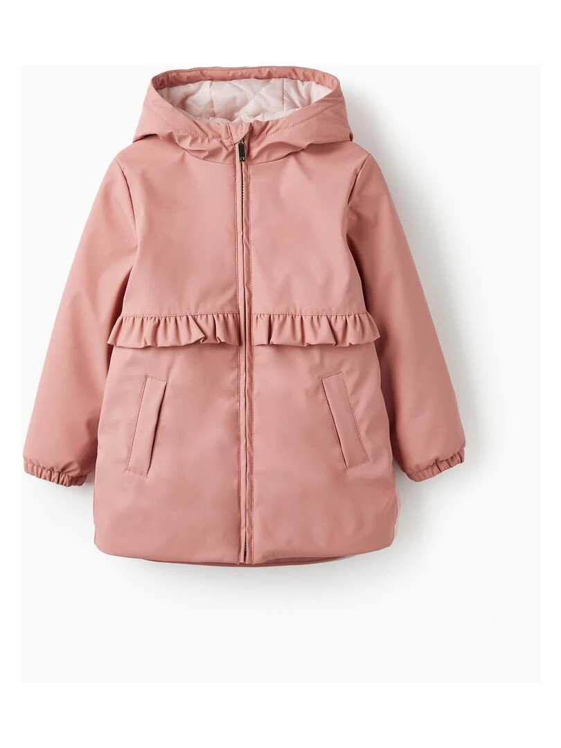Parka en caoutchouc avec capuche et volants pour fille FIELD DAYS Rose clair