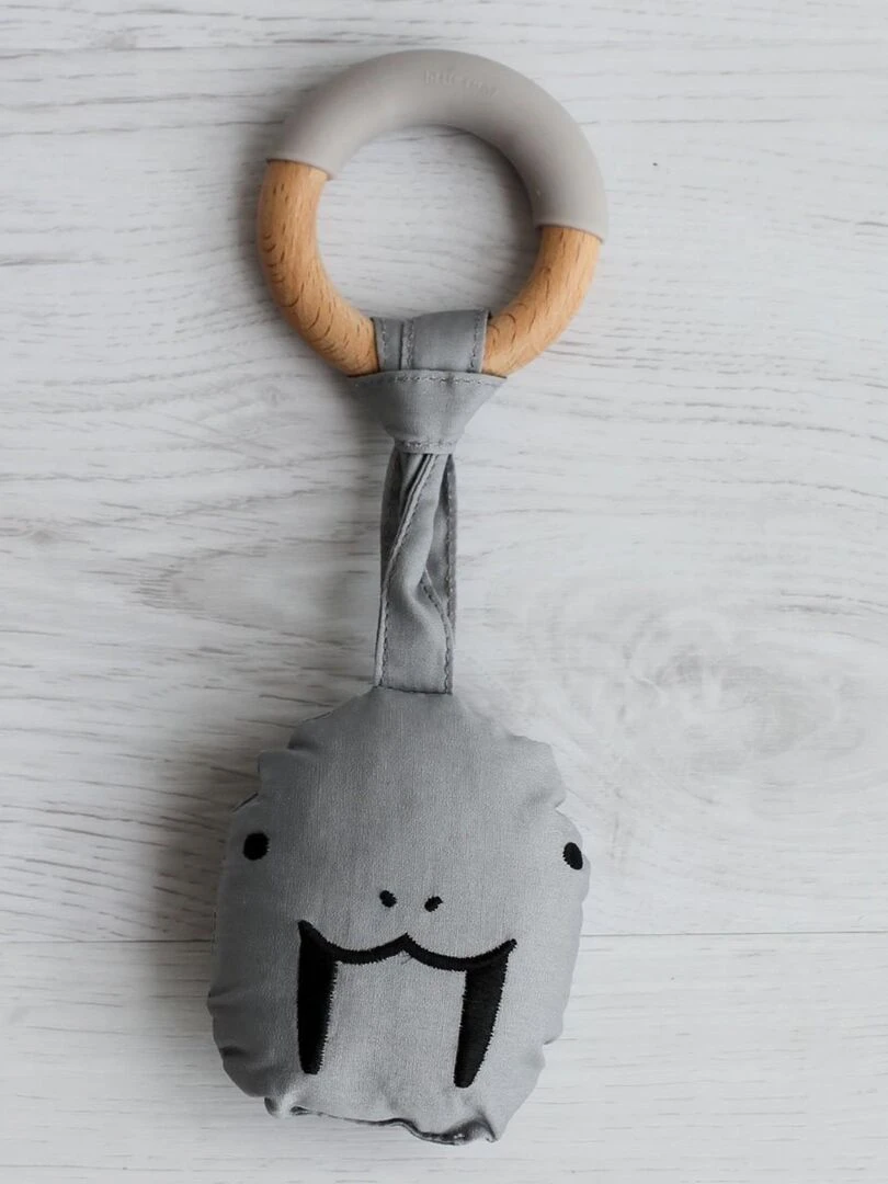 Anneau de dentition avec peluche Animal Gris