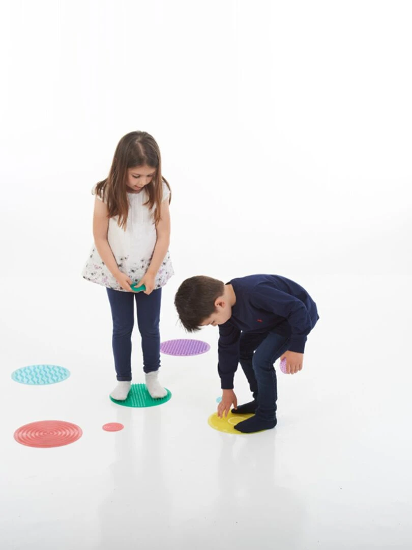 Set de 10 ronds tactiles et texturés en silicone Multicolore