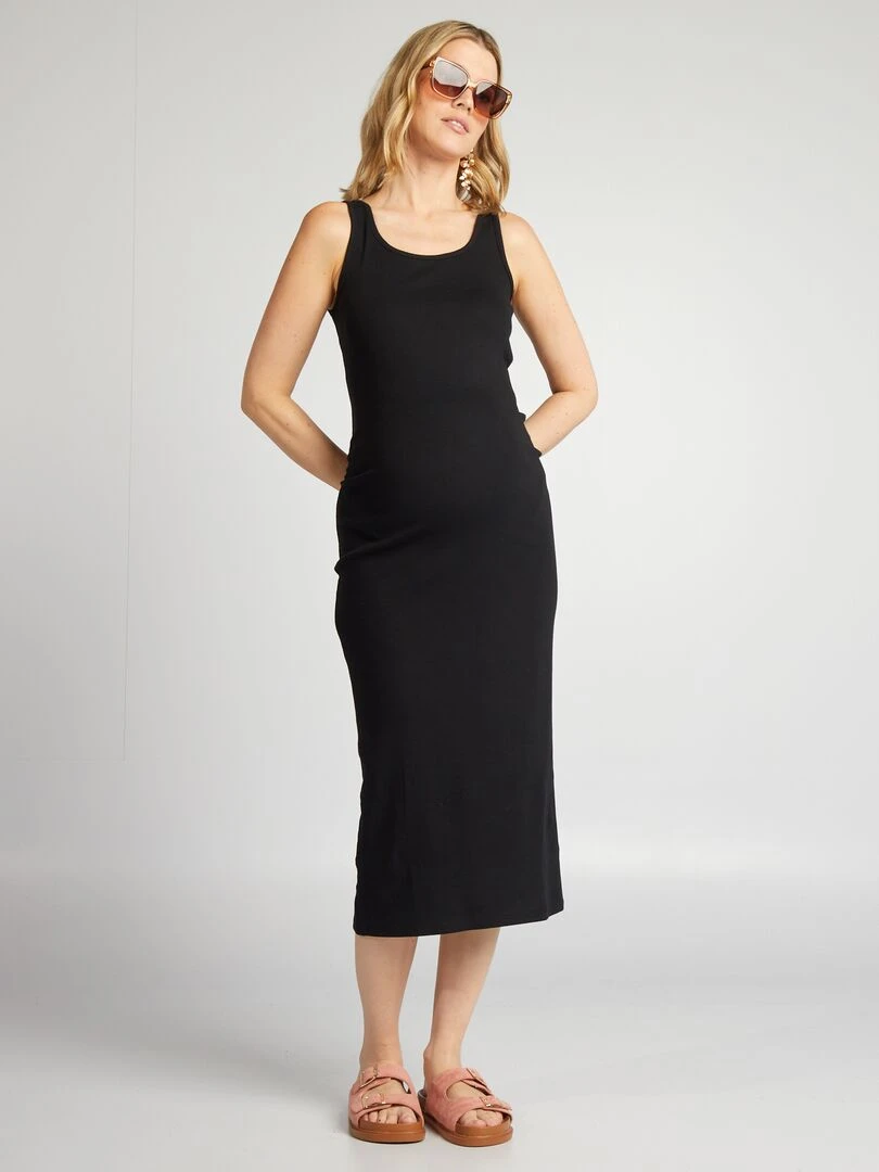 Robe côtelée grossesse   noir