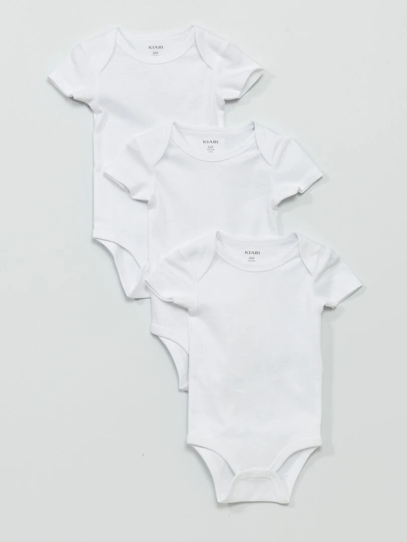 Lot de 3 bodies en jersey blanc