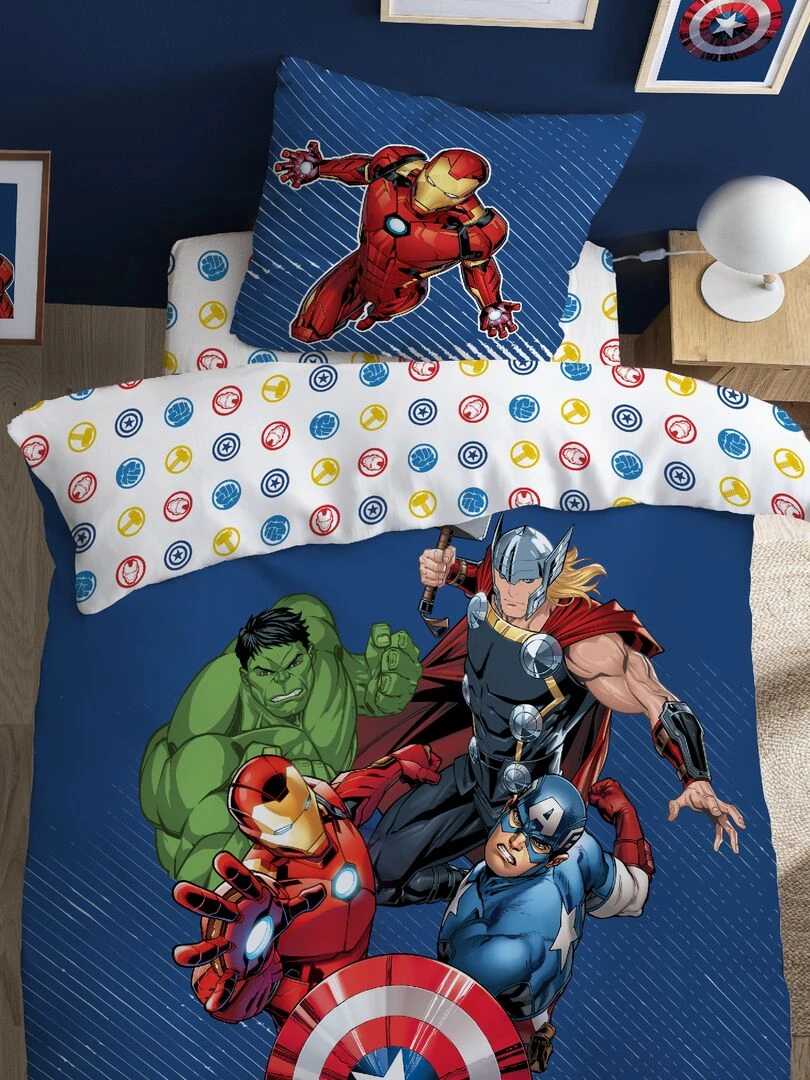 Parure de lit 'Avengers' 1 personne Bleu