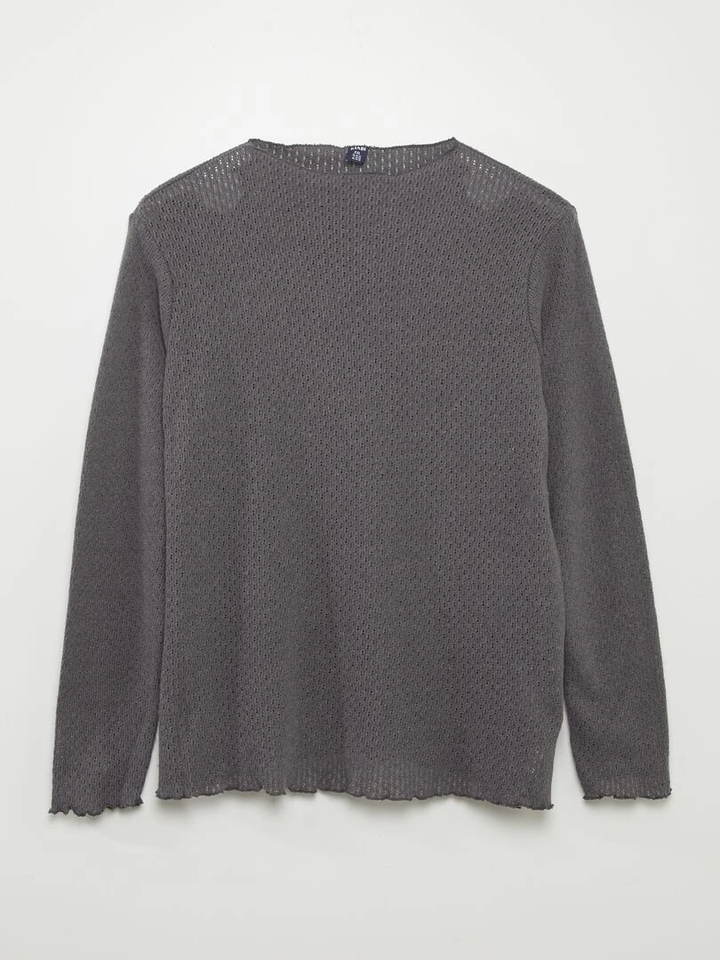 T shirt en maille ajourée Gris