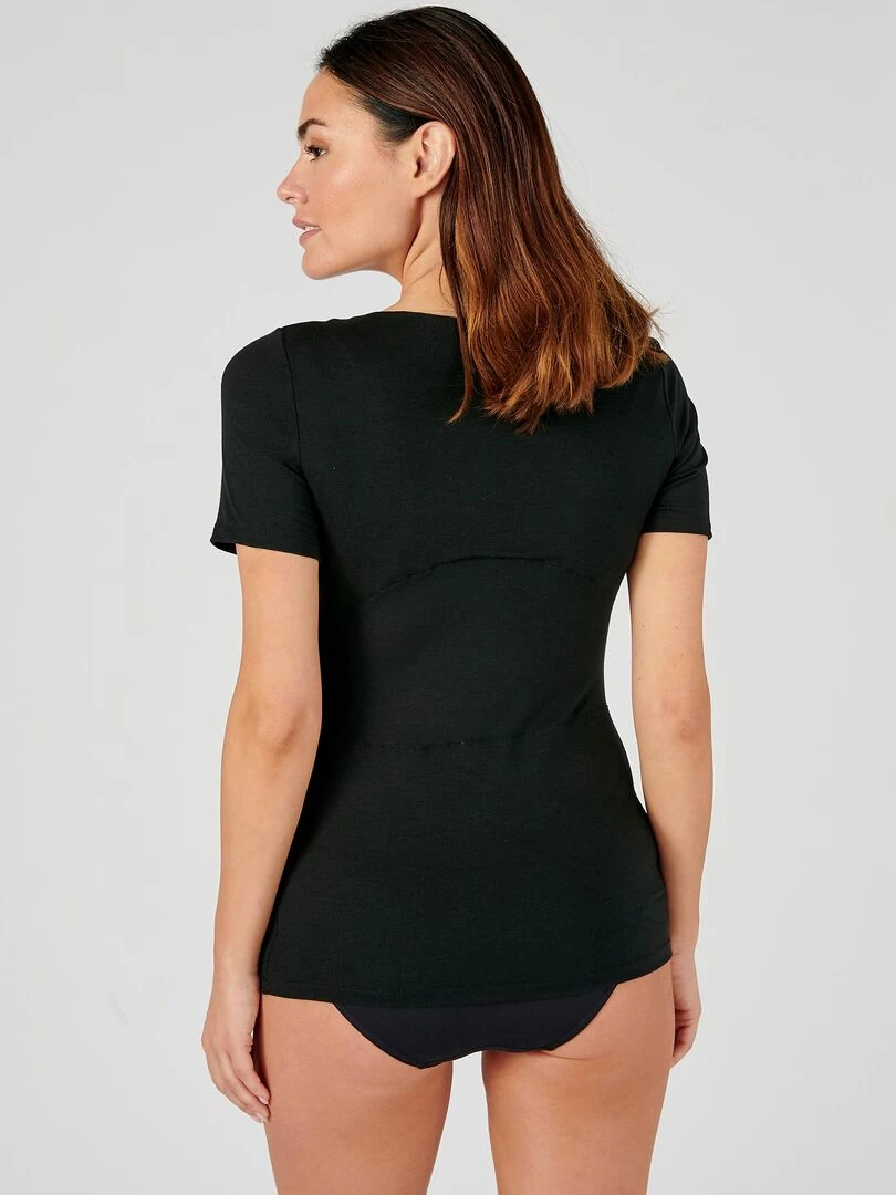 T shirt manches courtes en microfibre  effet relaxant Thermolactyl   Damart   Noir