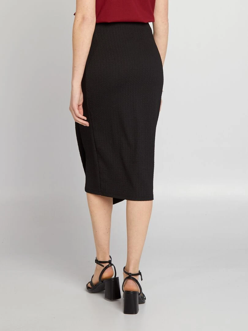 Jupe pareo en maille gaufrée   noir