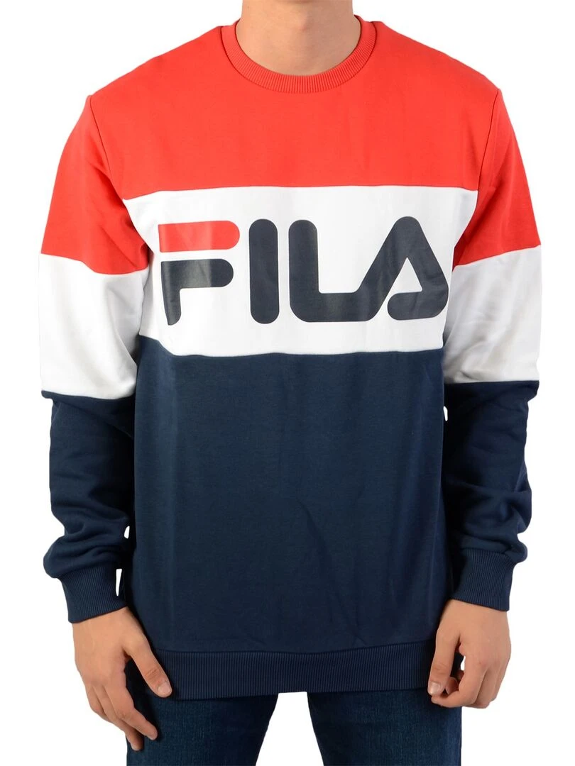 Sweat Fila Men Straight Blocked Crew Rouge