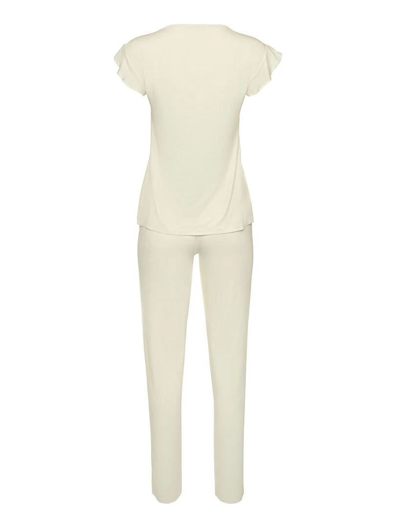 Pyjama pantalon top manches courtes tenue d'intérieur Harvest   Ecru