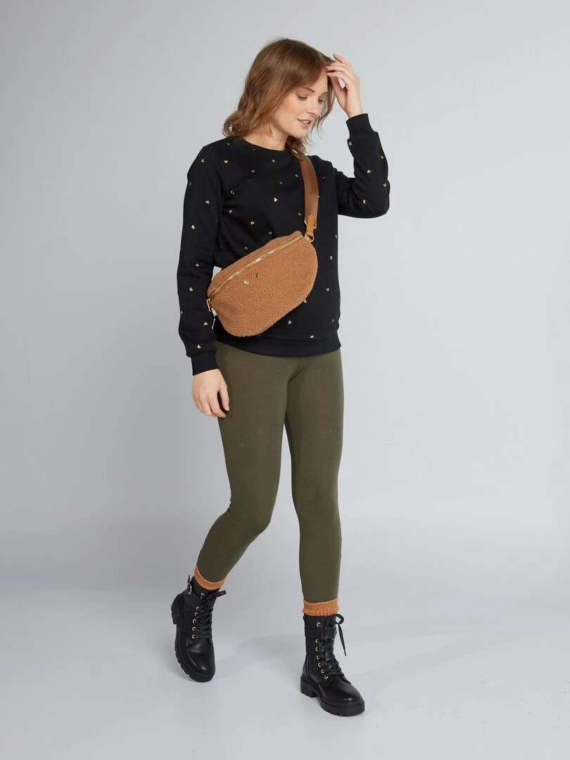 Legging grossesse long en jersey uni Kaki