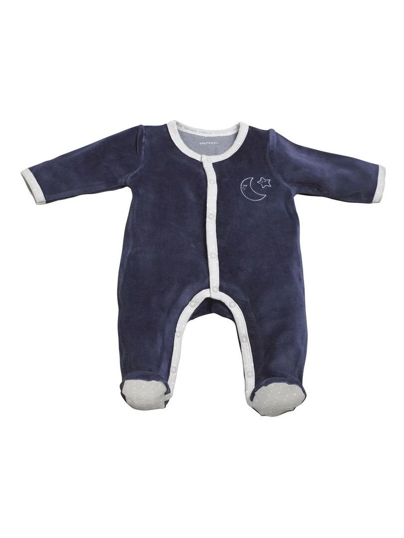 Pyjama bébé à manches longues en velours SAUTHON Bleu